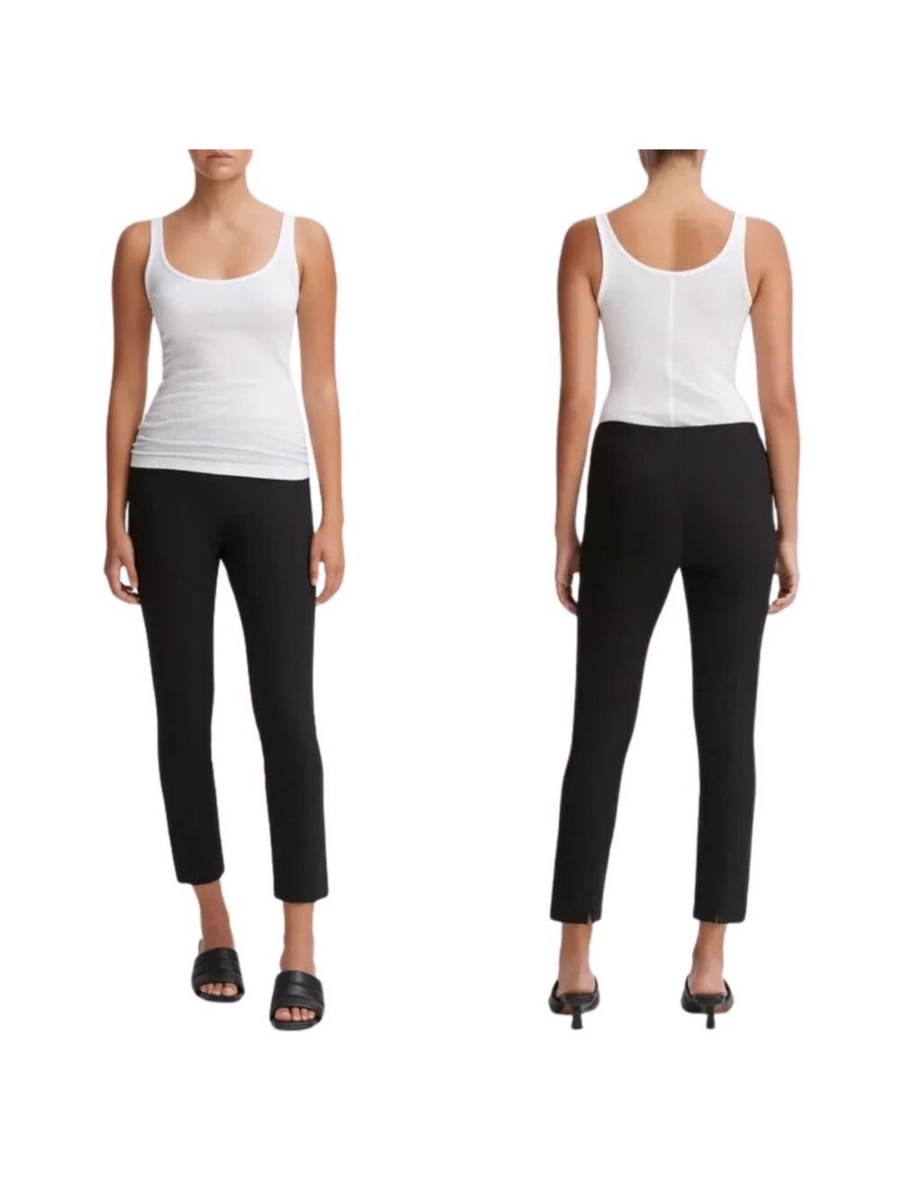 Vince Black Ponte Strech Pull On Ankle Slit Pants Small